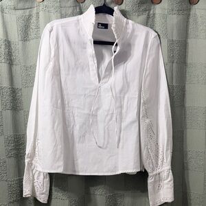 THE KOOPLES Elegant White Lace Trim Blouse
